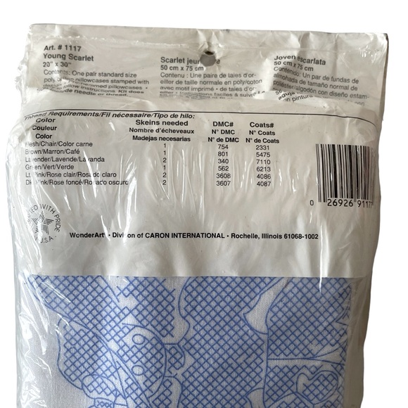 WonderArt Stamped Pillow Cases Embroidery Kits Two Pairs with Embroidery Hoop - Picture 4 of 11